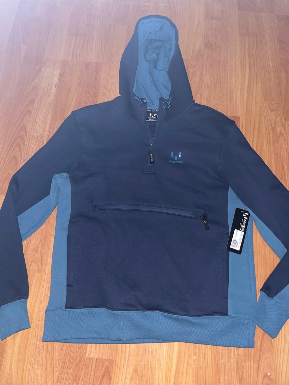 Messi Men's Two-Tone Navy & Slate Pullover Hoodie